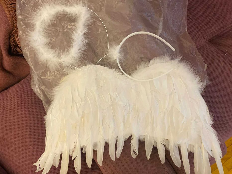 Costum/set ingeras: aripi inger (pene) + coronita pentru copii