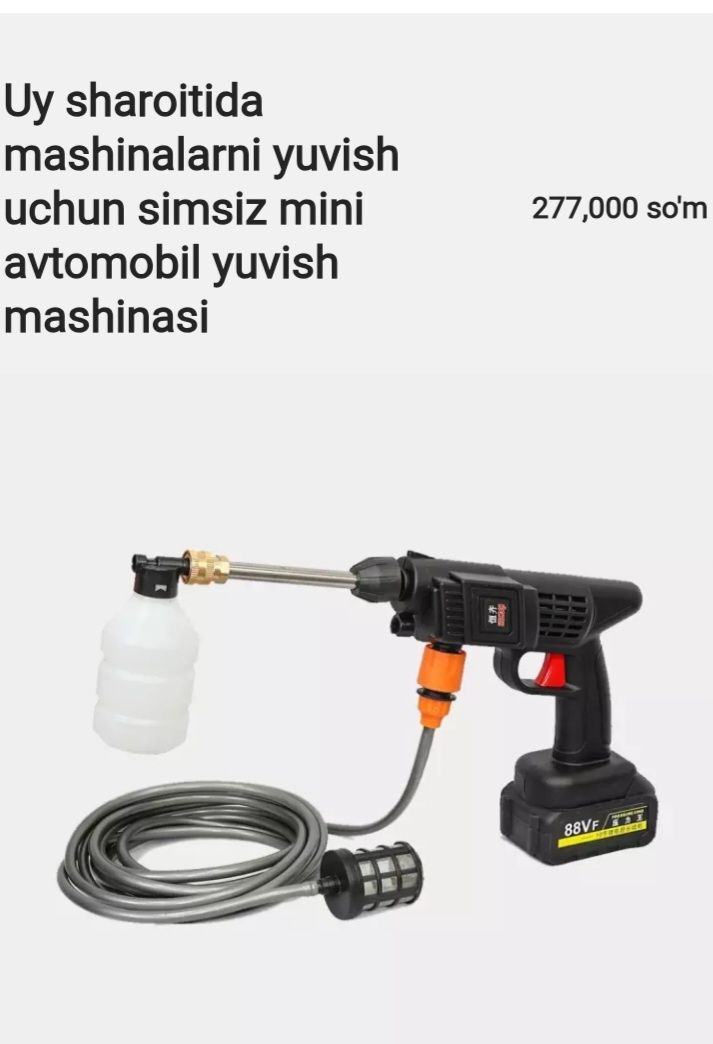Uy sharoitida mashinalarni yuvish uchun simsiz mini avtomobil yuvish m