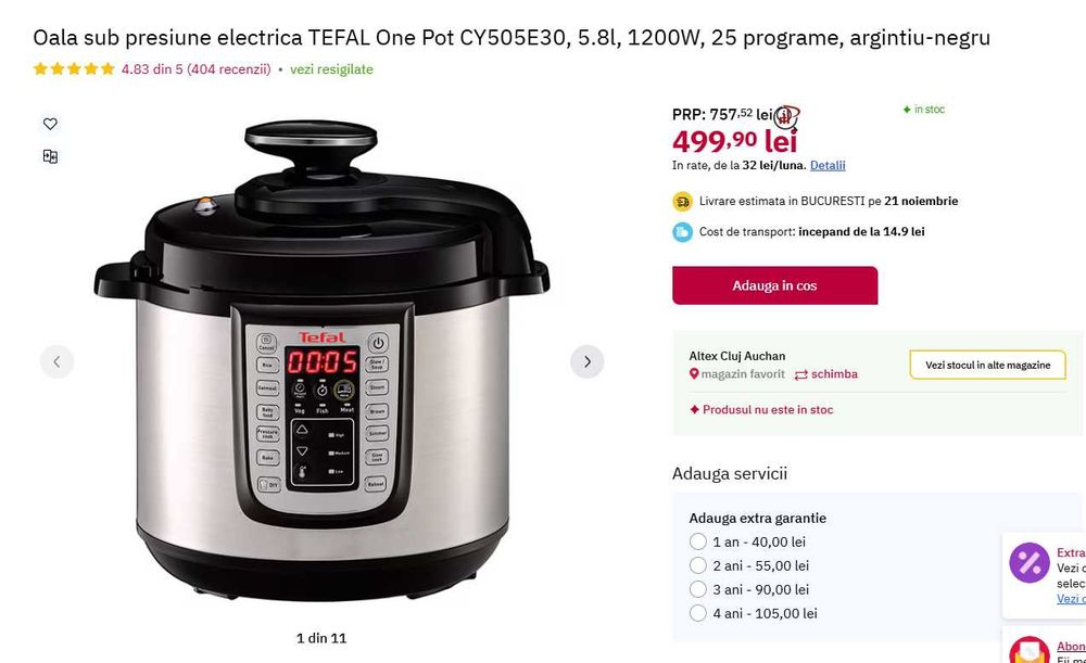 Oala TEFAL, electrica, sub presiune ONE POT 5,8L noua
