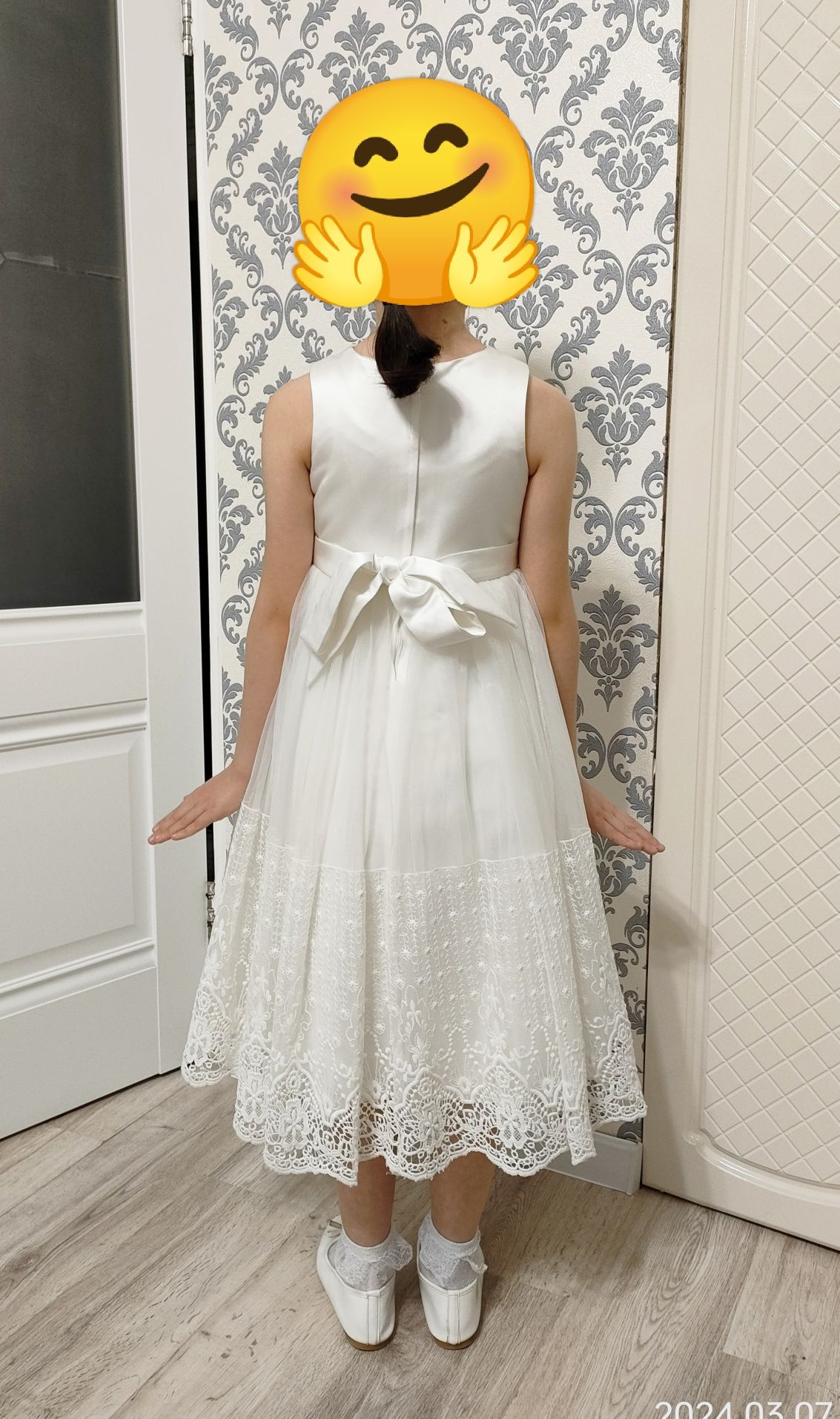 Бальное платье. Белое платье. Детское платье. 6-10 лет. Рост - 140 см