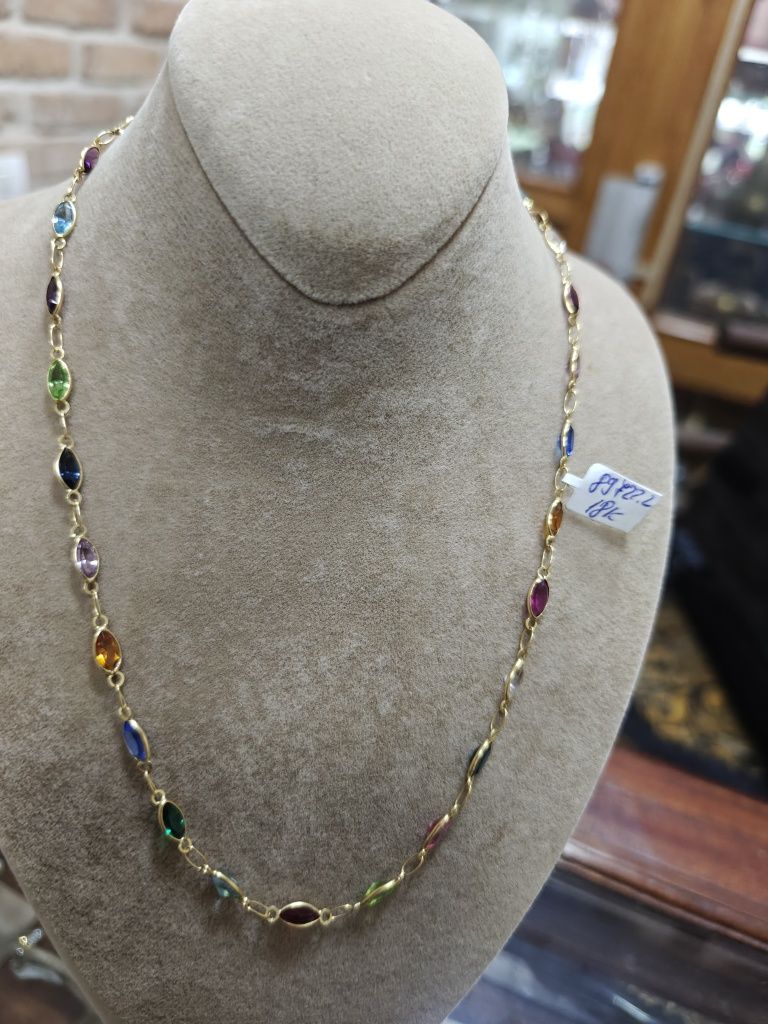 Colier aur 18k 5.81gr cu pietre colorate (r)