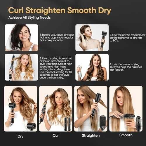 Нов Стайлер за Коса 1400W 5 в 1 Сешоар Четка Маша Обем Жени Прическа