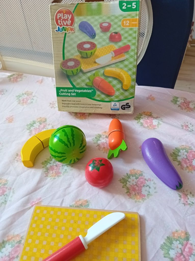 set joaca joc lemn taiat fructe legume playtive junior Montessori