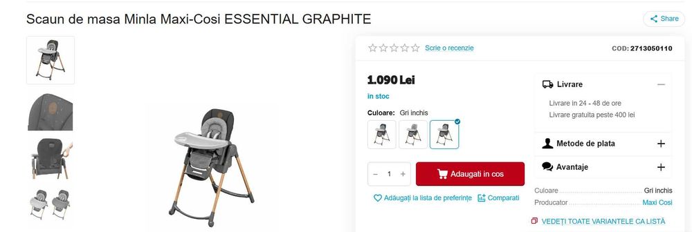 Scaun de masă Maxi-Cosi Minla Essential Grey (6-în-1)