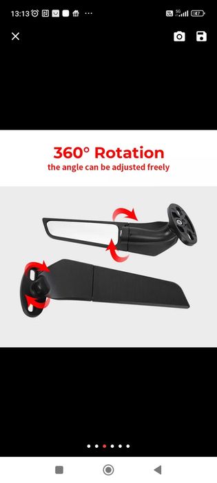 Универсални регулируеми странични огледала за пистови мотори 2бр.