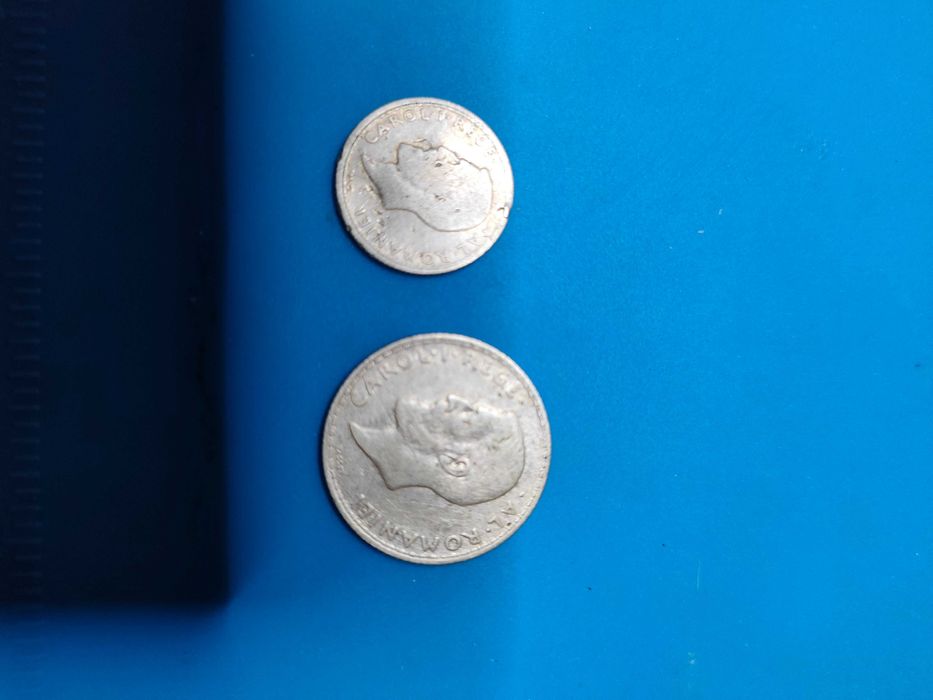 Monezi din argint 50 bani si 1 leu din anul 1910, Carol I