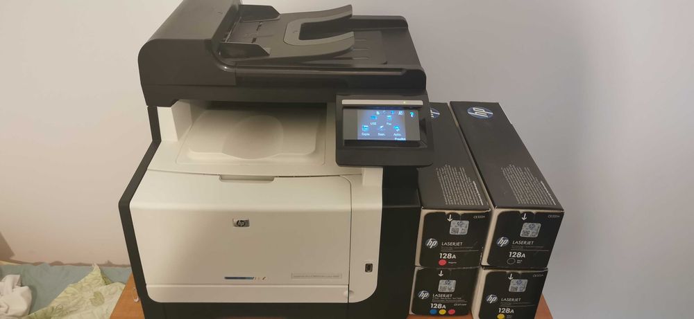 HP Laser Jet CM 1415fn Color + set 4 cartușe HP 128A originale noi