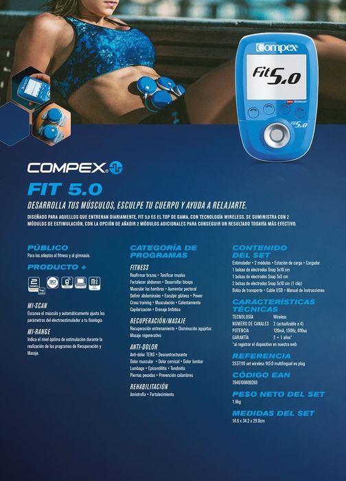 Compex Fit 5.0 electrostimulator muscular   /  aparat tonifiere