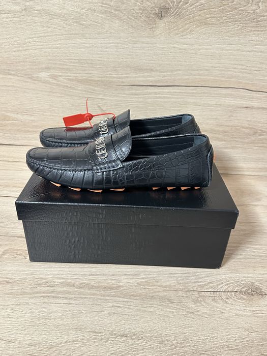Philipp Plein Printed Crocco Leather Drivers Shoes