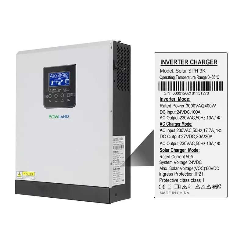 Invertor solar PWM hibrid unda pura 2,4KW 3VA 24V PV IMPUT 1200W 80VDC