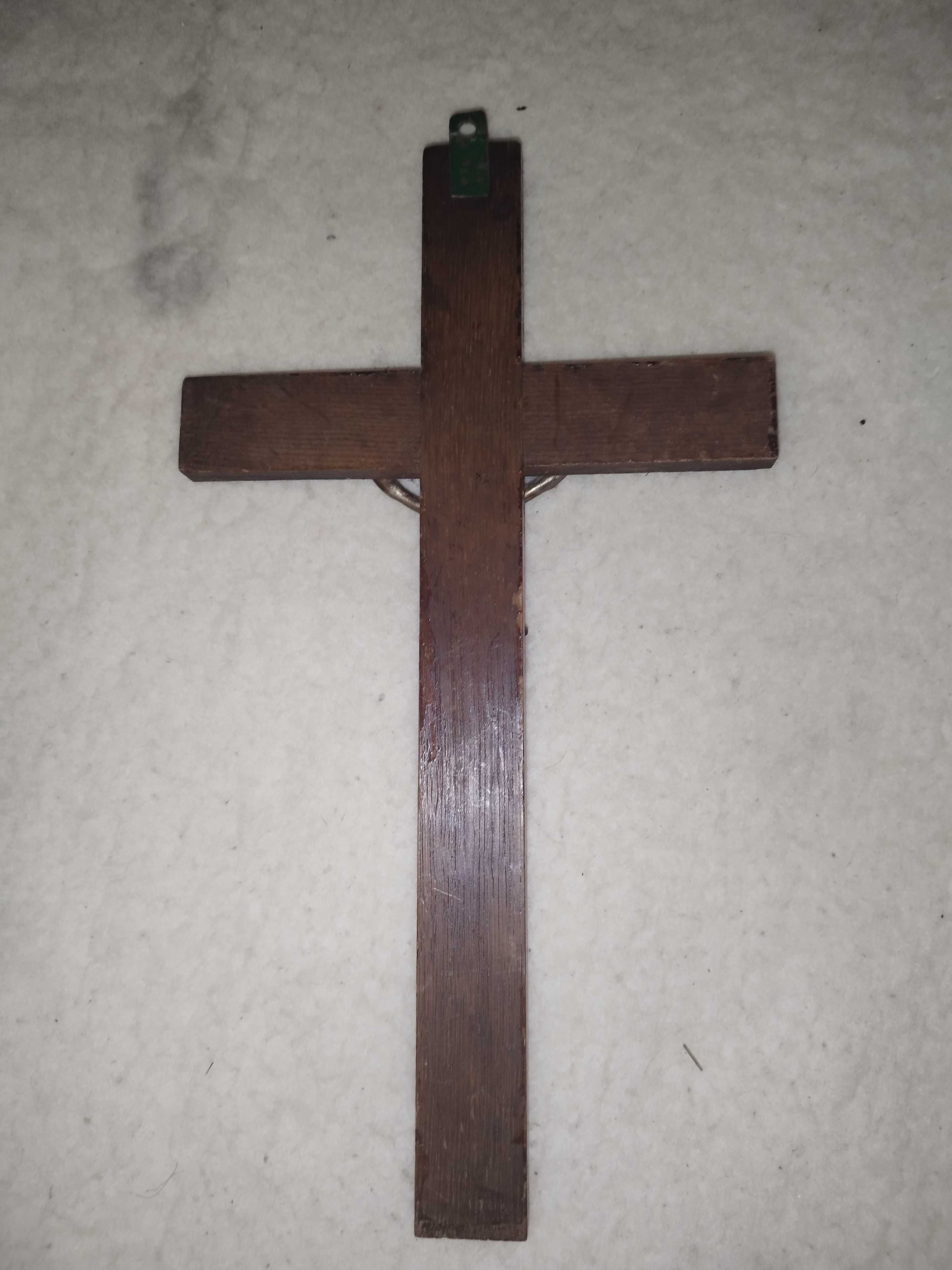 crucifix foarte vechi de perete din lemn & metal foarte frumos