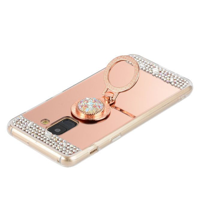 Husa oglinda, pietricele + inel Samsung Galaxy A6 2018 , A6+ , A6 Plus