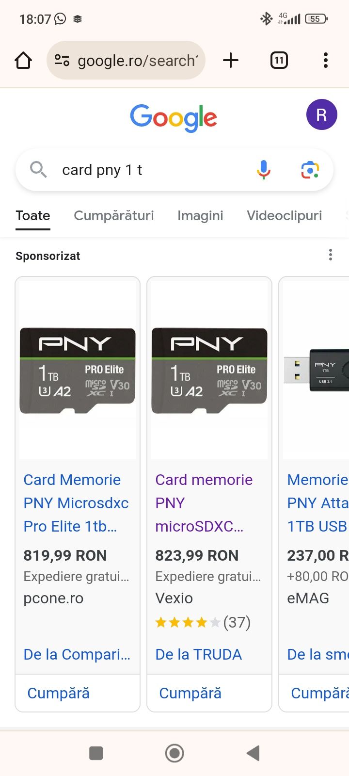 Card memorie PNY microSDXC 1TB Pro Elite UHS-I