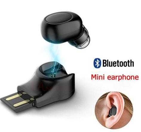 Безжична Скрита Слушалка On-Ear Микрофон Смартфон Bluetooth Хендсфрий