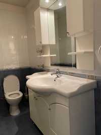 Санитария за баня - мивка с шкафове, душ кабина и тоалетна