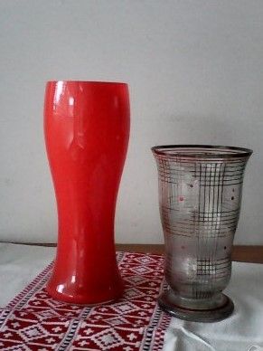 Ретро вази, соц стил, цветно стъкло