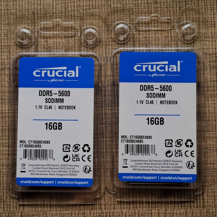 памет SODIMM RAM Crucial 32GB 2x 16GB DDR5 5600MHz CL46, CT16G56C46S5