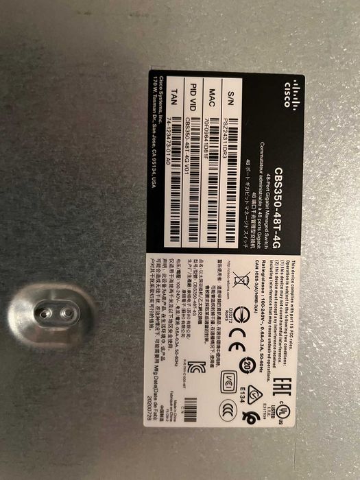 Switch Cisco CBS350 48T 4G neutilizat