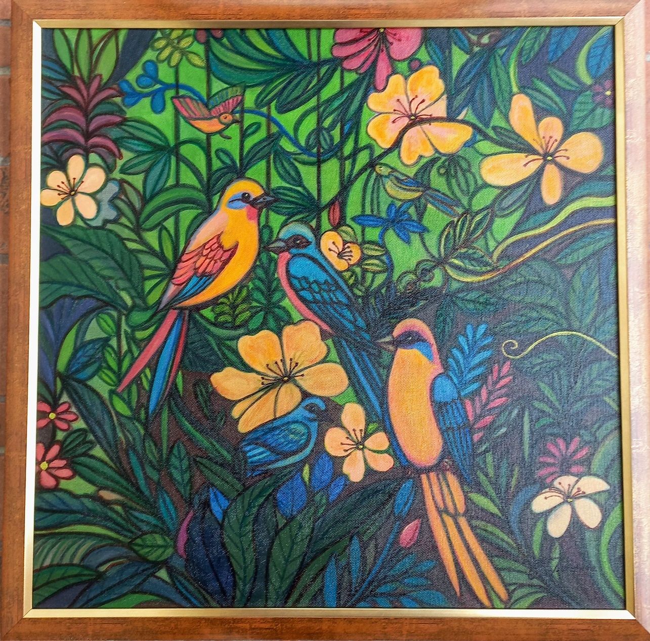 Tablou original JUNGLA  pictat manual pe panza, 50x50 cm