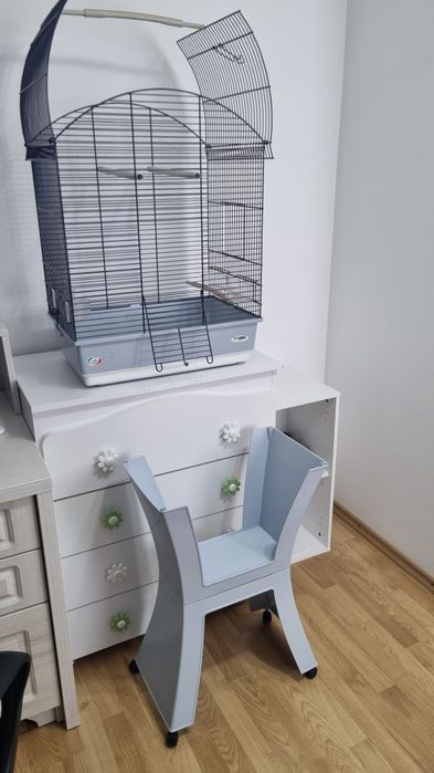 Colivie albastră cu suport pentru păsări Imac Calla, dim 66x43x77 cm