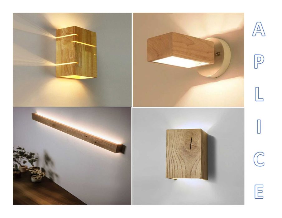 corp iluminat lustre lămpi veioze aplice plafoniere stejar lemn masiv