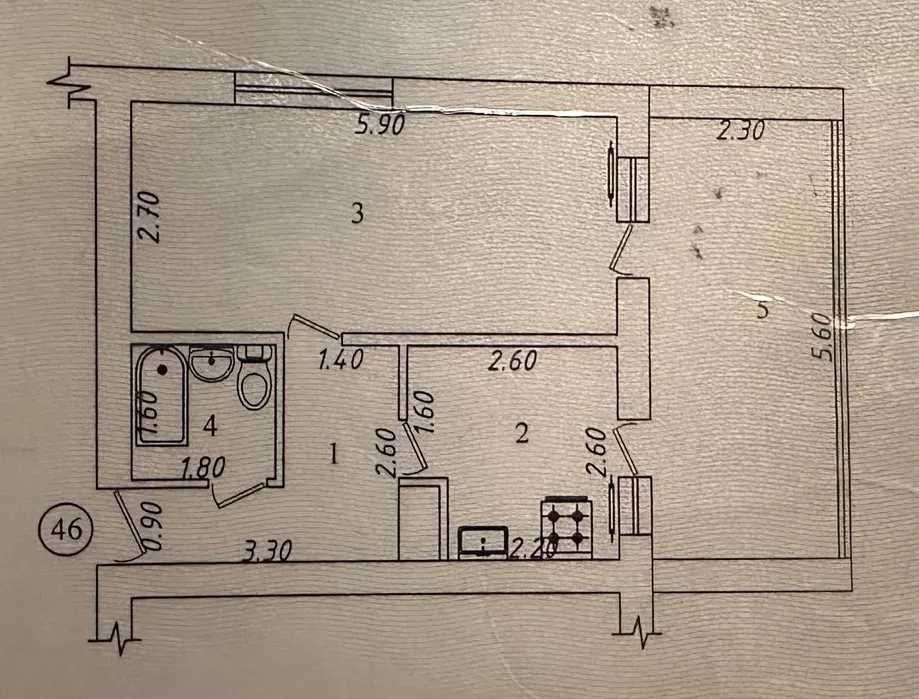 общая площадь 44м2 Шайхантахур 1В2/1/4 кирпич 77 серия