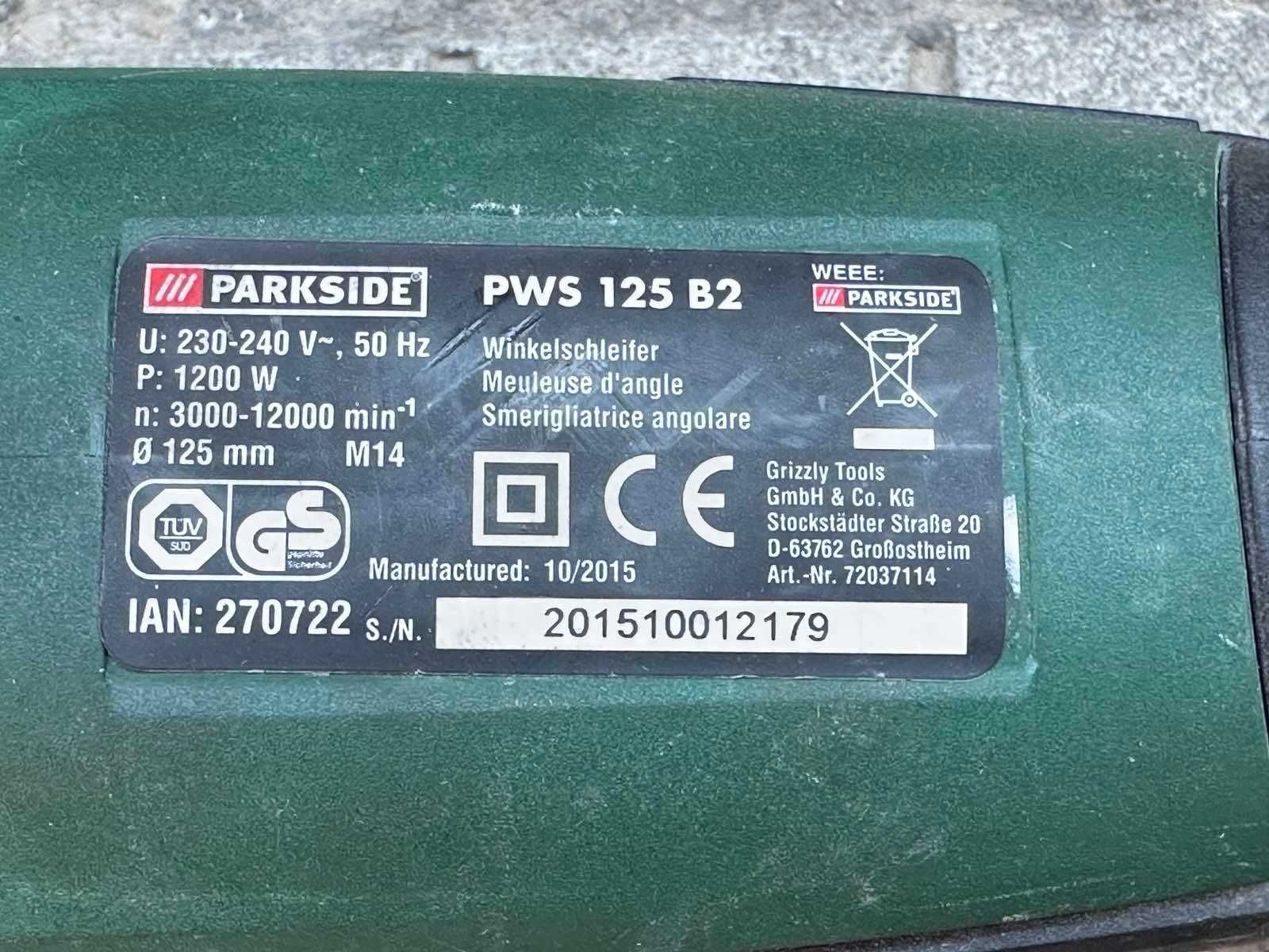 Ъглошлайф Parkside pws 125 b2