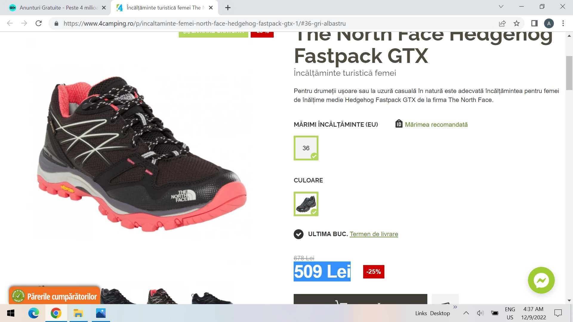 Adidasi dama north face Gtx nr 38.5