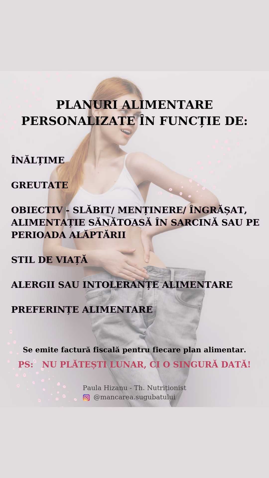 Plan alimentar personalizat / nutritionist / dieta / program nutritie