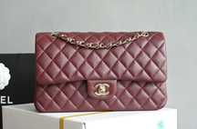 Geanta Chanel classic 25cm, red wine, tip Premium