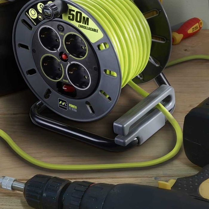 Masterplug Pro-XT Tambur cablu prelungitor 50m, 4pz protecție termică