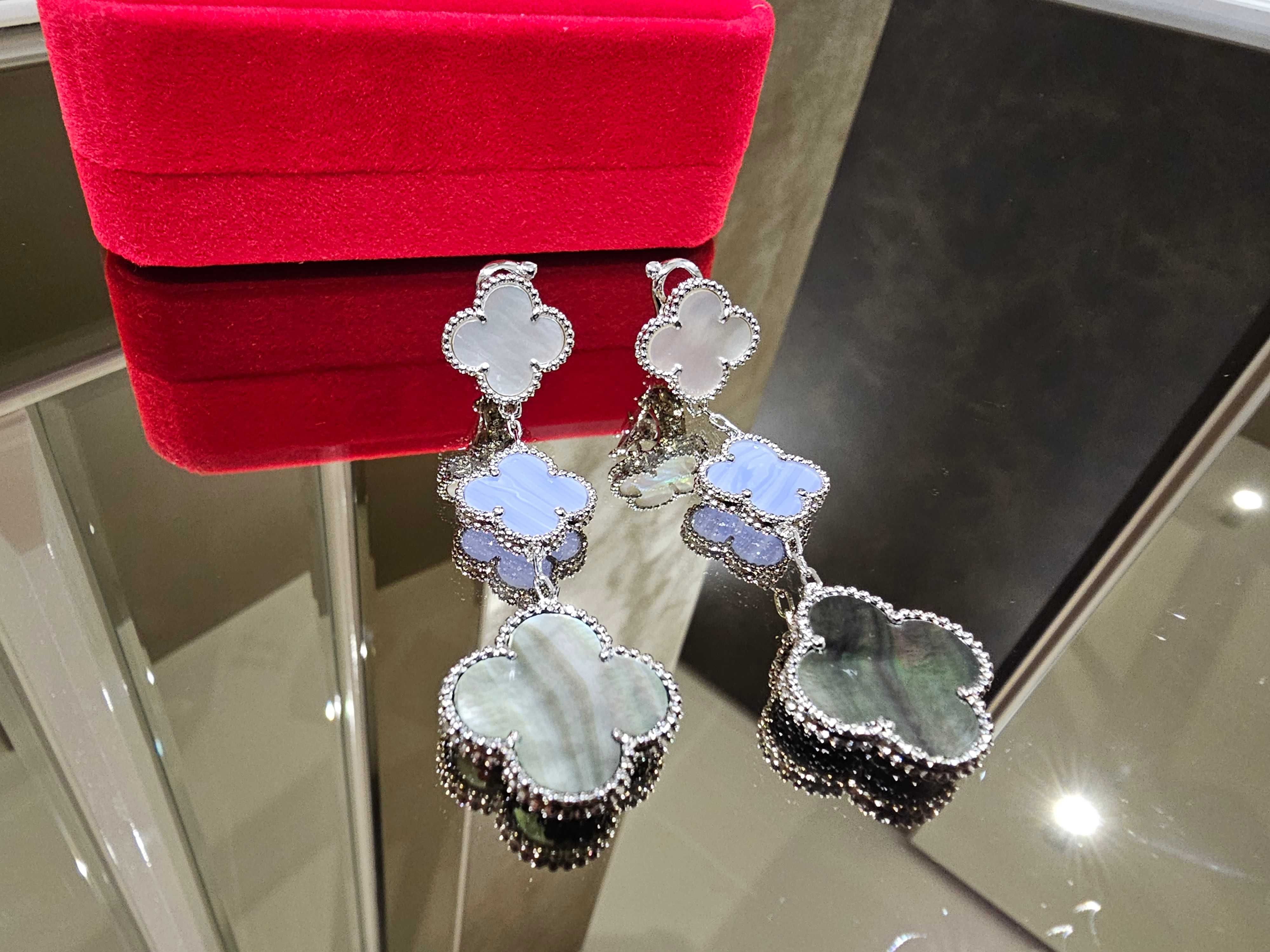 Van Cleef & Arpels VCA Silver 3 Motifs Magic Alhambra Дамски Обеци