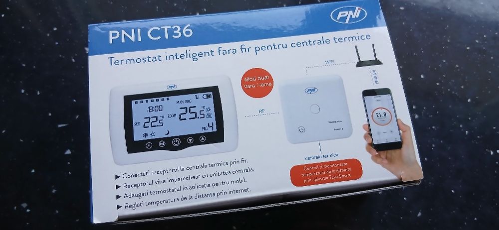 Termostat inteligent PNI CT36 fara fir cu WiFi