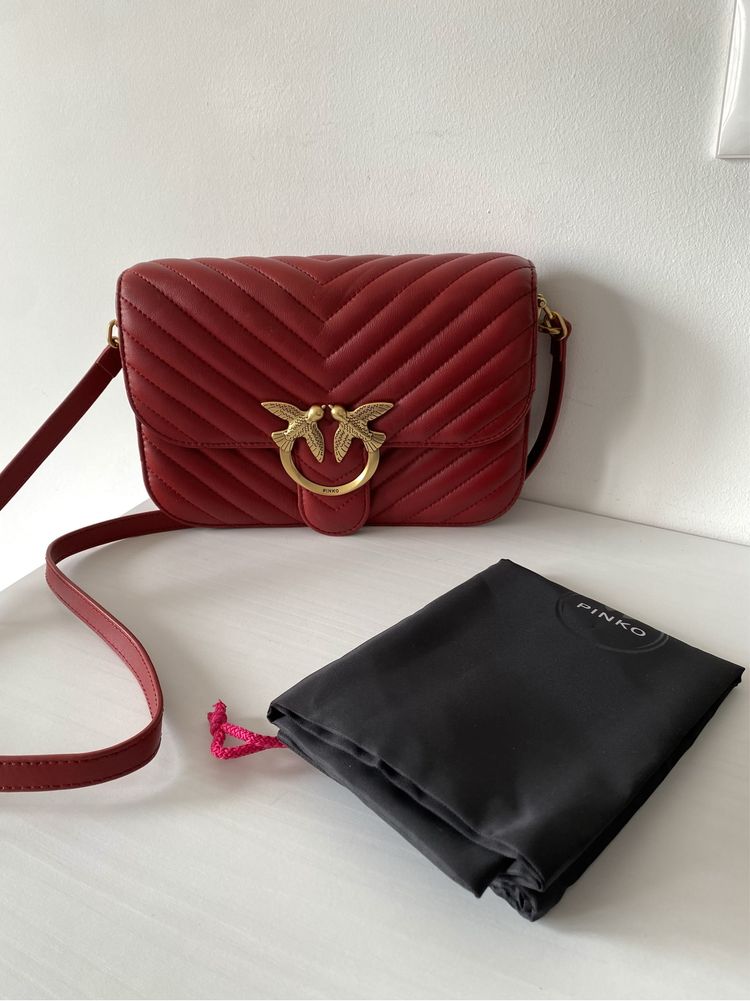 Pinko червена дамска кожена чанта