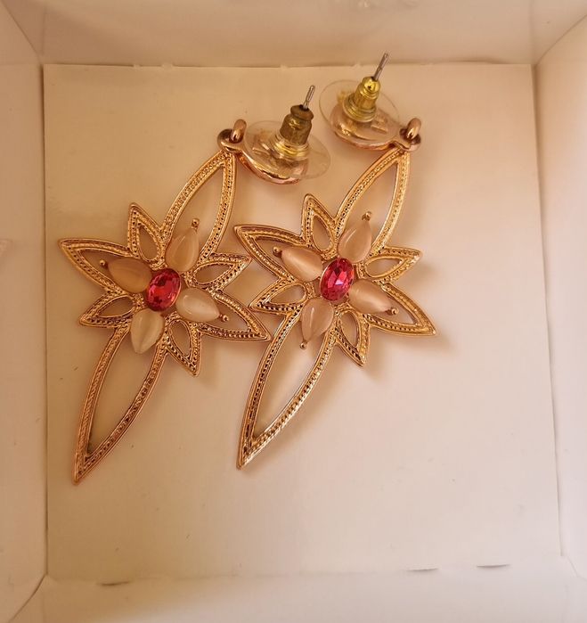 Обеци с розово позлатяване