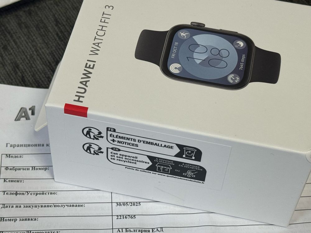 ЗАПЕЧАТАН  Huawei Watch FIT 3 A1 Гаранция 2027 Black