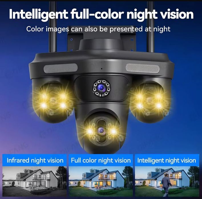 Камера видеонаблюдения для дома, уличная c WIFI 980° Ultra HD, 4 камер