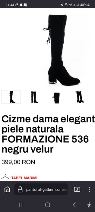 Cizme Formazione cu toc mic, peste genunchi