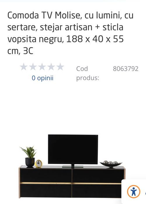 Comoda sticla neagra cu led