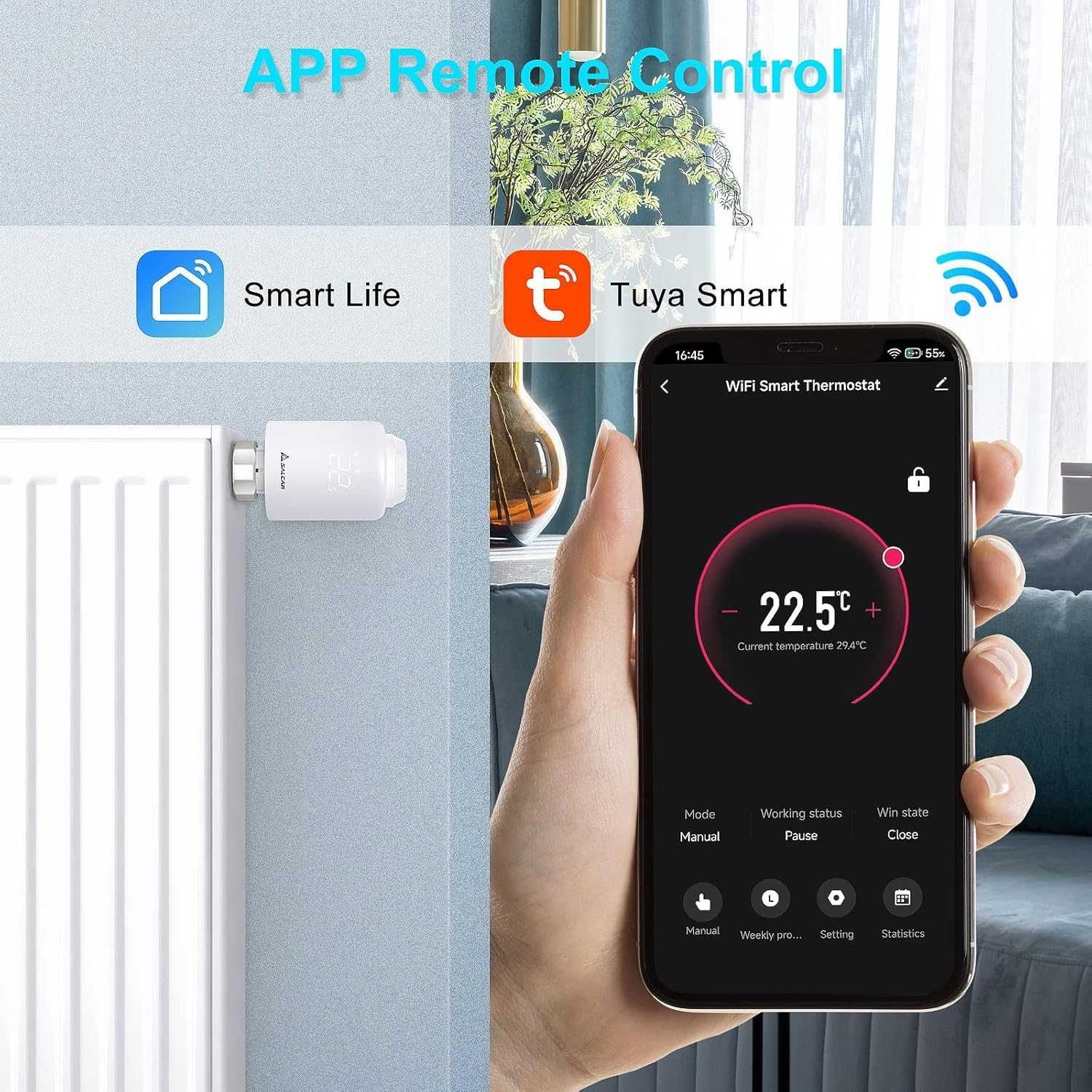 НОВ! Смарт термостат за радиатор, WiFi, програмируем, без хъб
