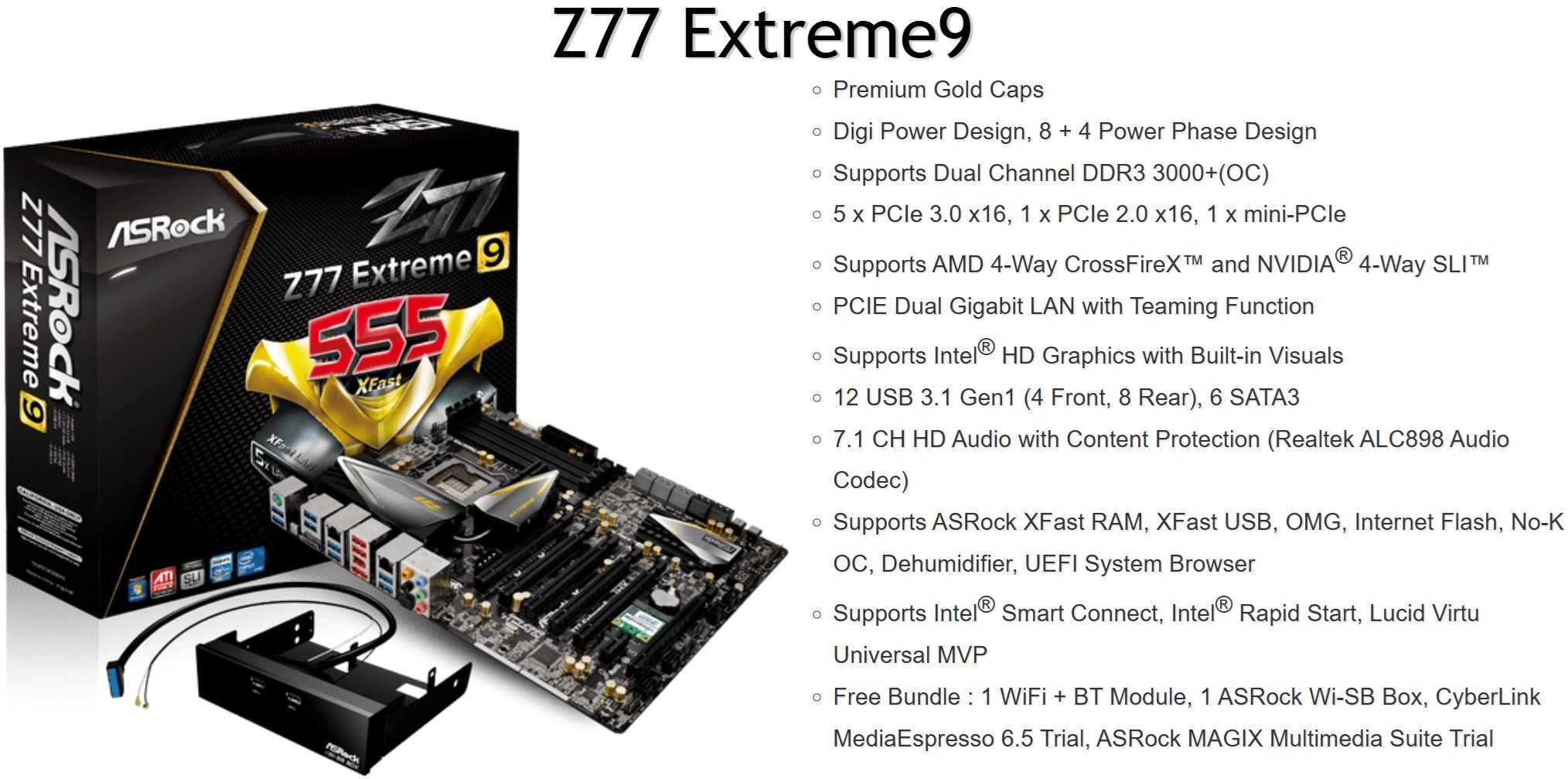 Дъно Дънна платка ASRock Z77 Extreme9 LGA 1155 DDR3 OVERCLOCK