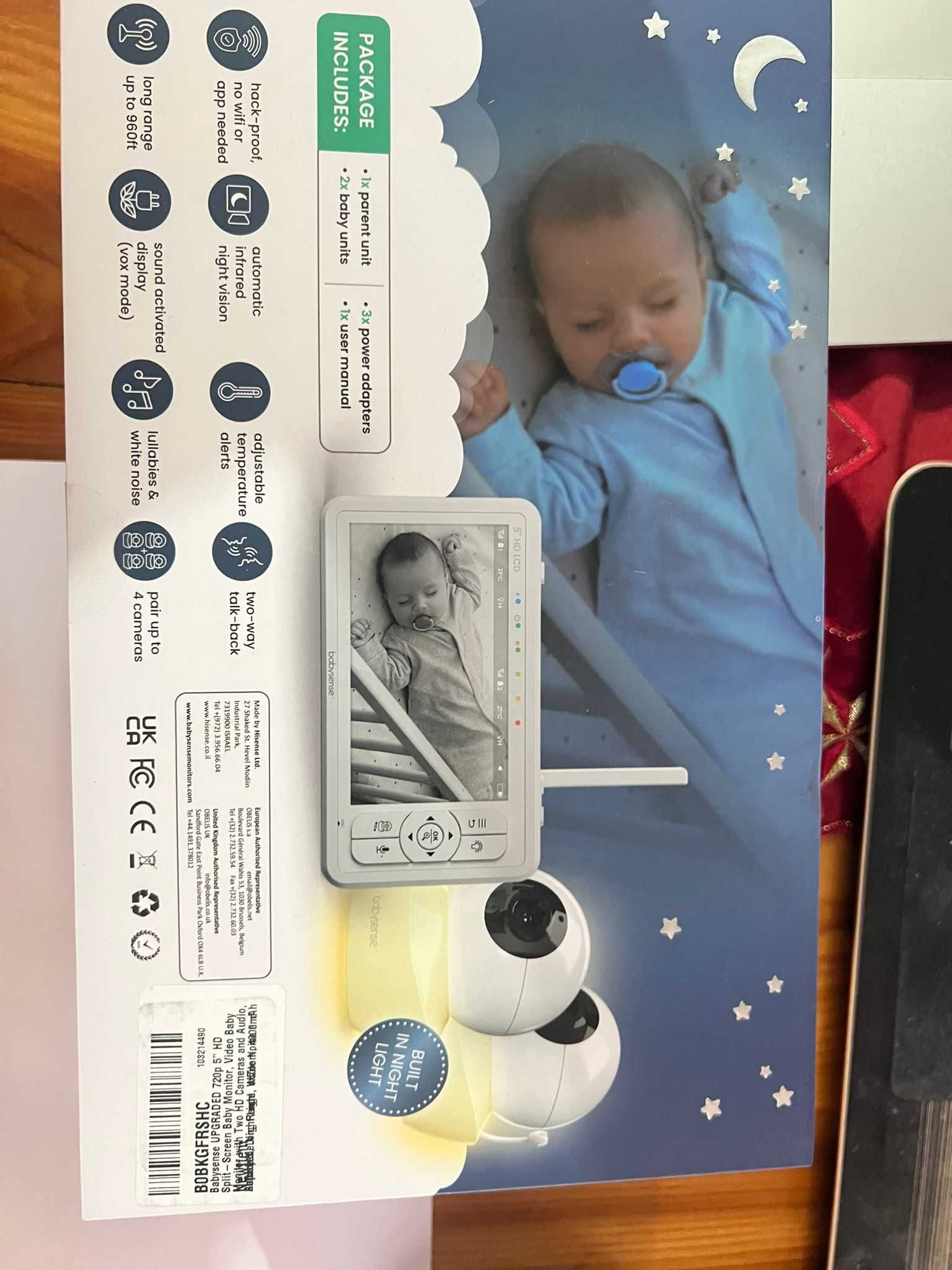 Babysense UPGRADED 720p 5" HD Split-Screen Baby Monitor