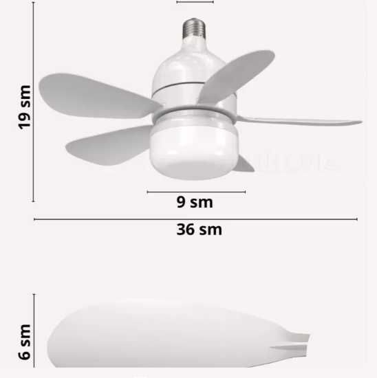 Ventilyatorli LED lyustra, pultli, 4 xil aylanish rejimi