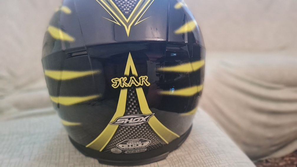 Мото каска Shox размер М 57-58 жълто и черно