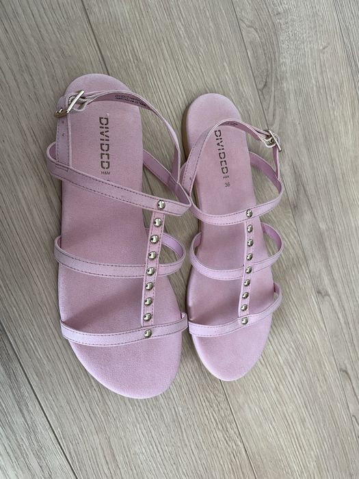 Sandale H&M roz cu capse, marime 36