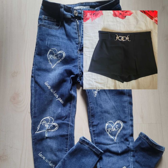 Дълги дънки в синьо и къси пола-панталонки в черно