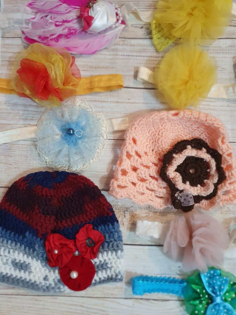 Lot bentițe și fesuri bebe, handmade noi