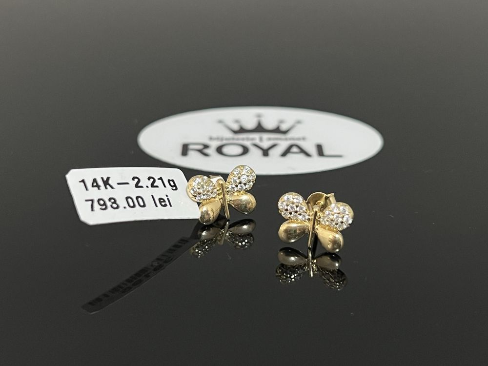 Bijuteria Royal CB : Cercei fluture aur 14k 585 2,21 grame