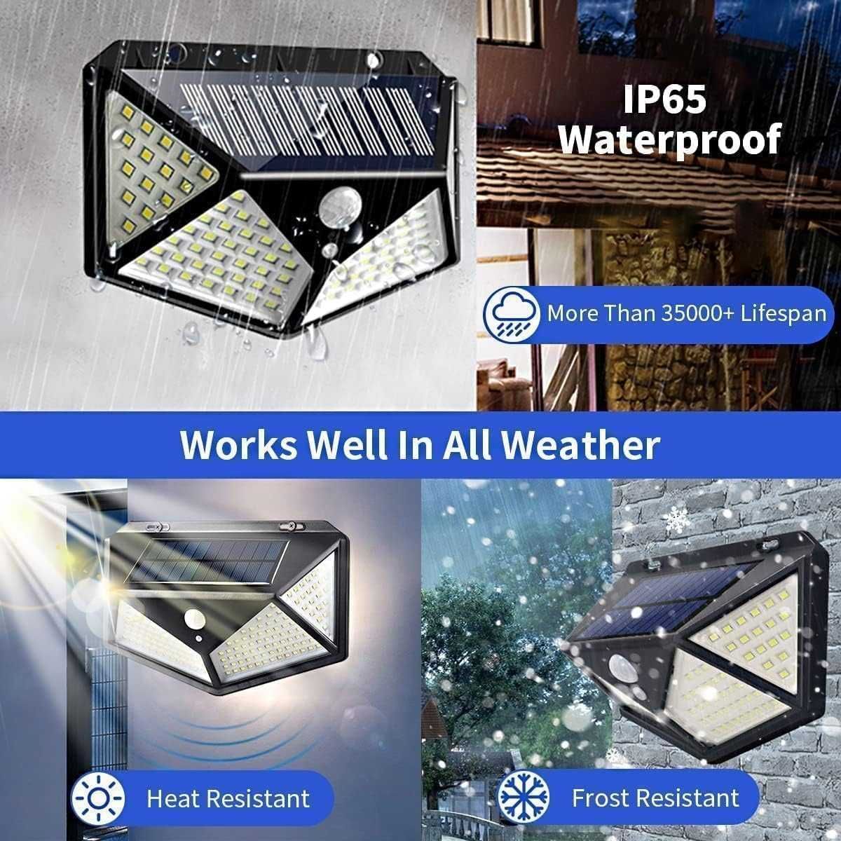 Lampa solara 100 LED COB cu senzor de miscare si amurg 600LM 3 moduri