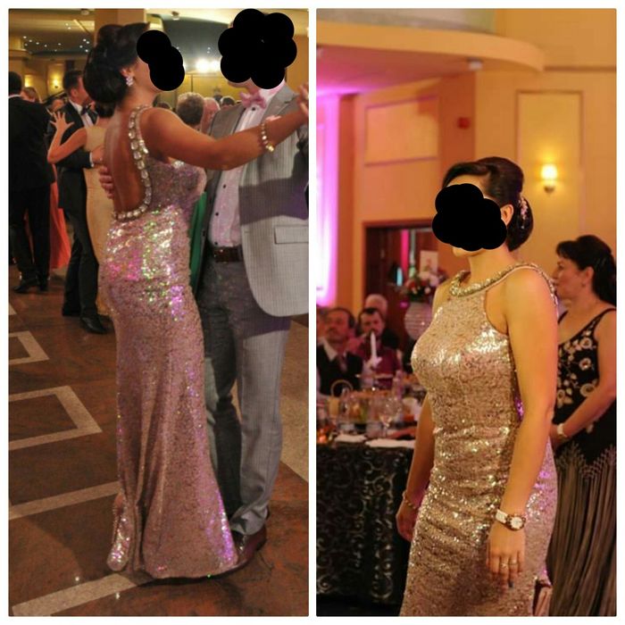 Rochie eleganta de seara din paiete cameleon cu spatele gol